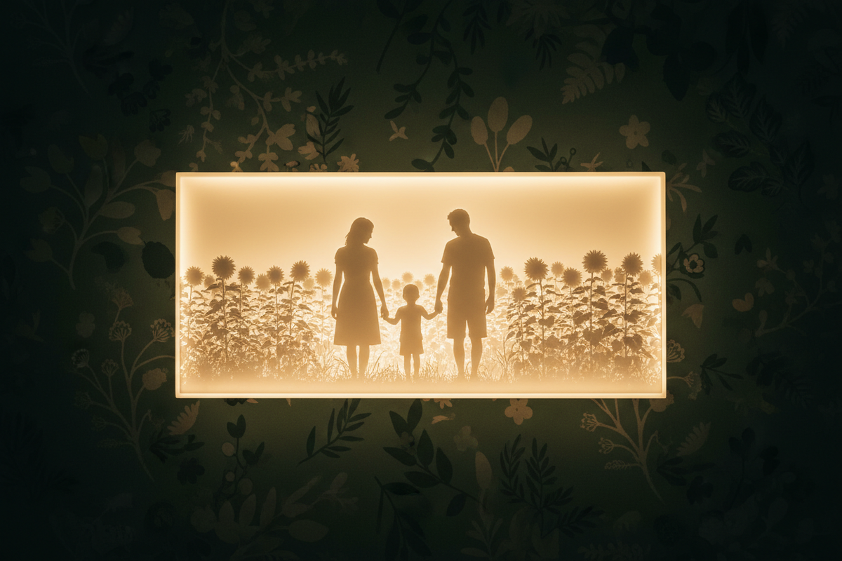 Family in Sunflower Field Lithophane Hero